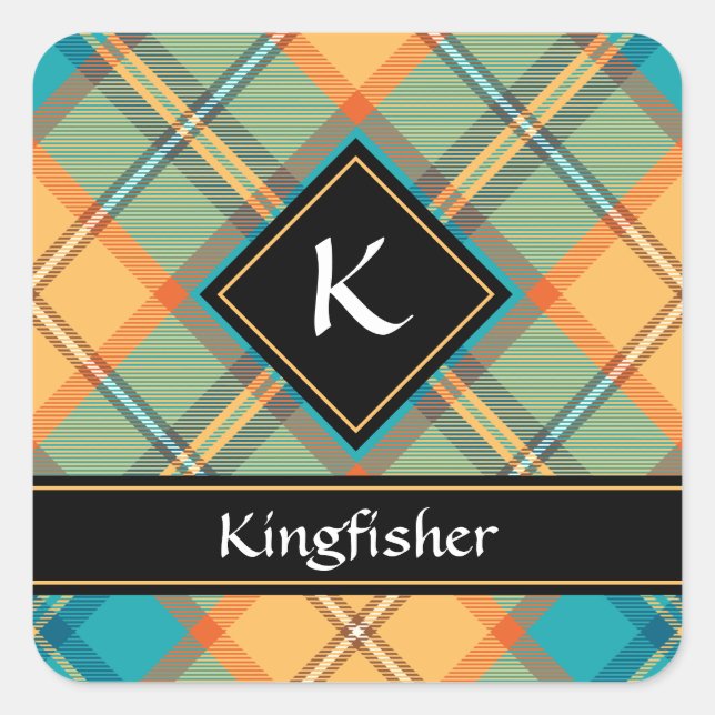 Kingfisher Tartan Square Sticker (Vorderseite)