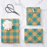 Kingfisher Tartan Wrapping Paper Sheets