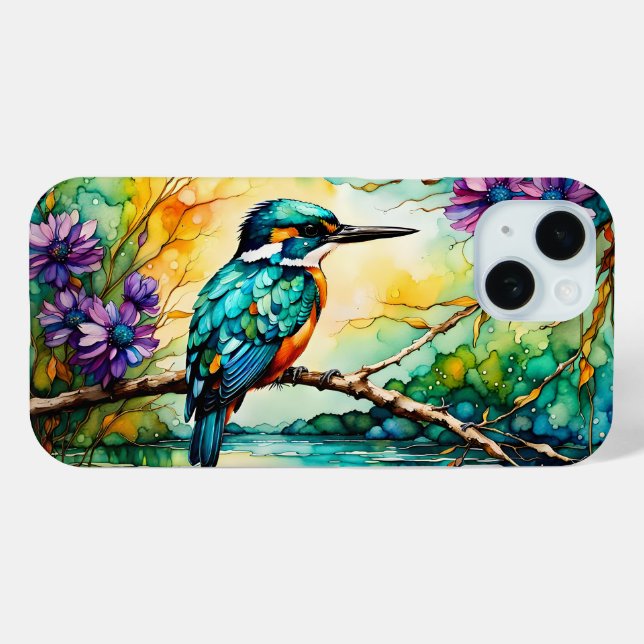 Kingfisher über Wildblumen Case-Mate iPhone Hülle (Rückseite (Horizontal))