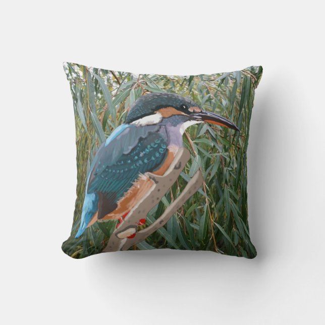 Kingfisher und Willow Links Kissen (Vorderseite)