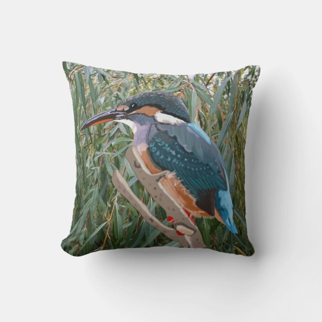 Kingfisher und Willow Right side Throw Pillow Kissen (Vorderseite)