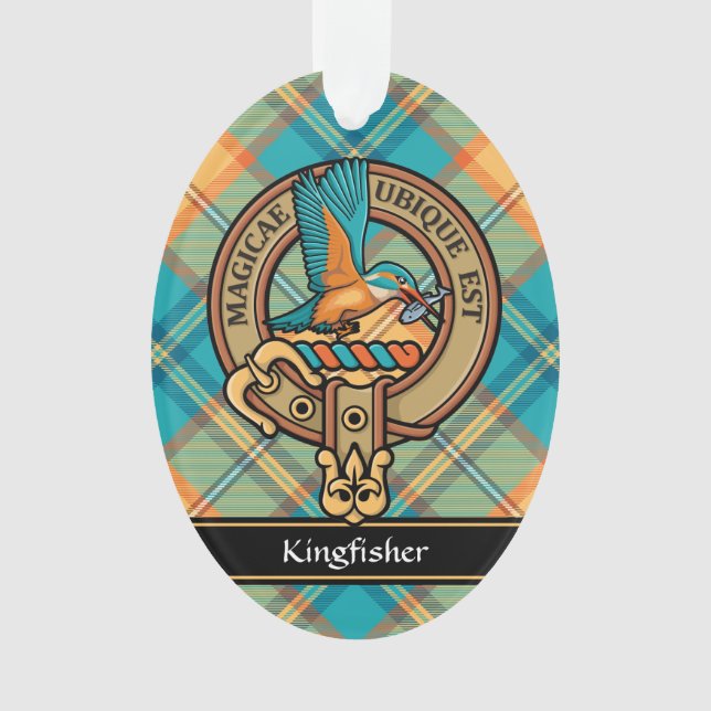 Kingfisher Wappen über Tartan Ornament (Vorderseite)