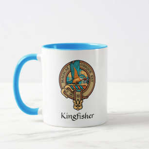 Kingfisher Wappen über Tartan Tartan Tasse