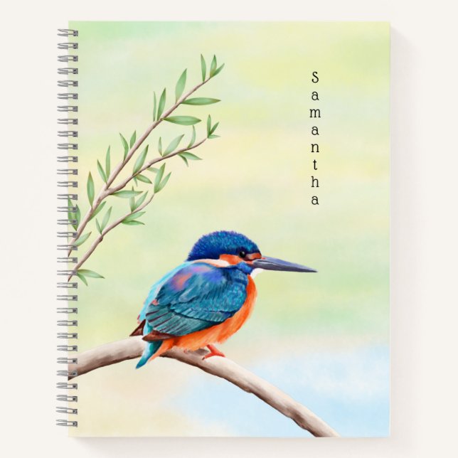 Kingfisher Watercolor Blue Orange Bird Notizbuch (Vorderseite)