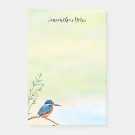 Kingfisher Watercolor Blue Orange Bird Post-it Klebezettel