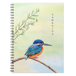 Kingfisher Watercolor Blue Orange Bird Small Notizblock
