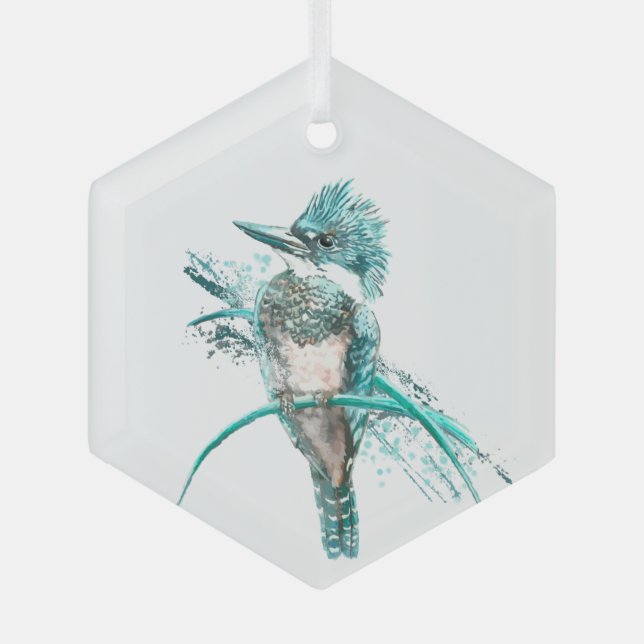 Kingfisher Wildlife Nature Bird Ornament Aus Glas (Vorderseite)