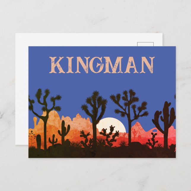 Kingman Arizona Cactus Moonrise Southwest Sunset Postkarte (Vorne/Hinten)