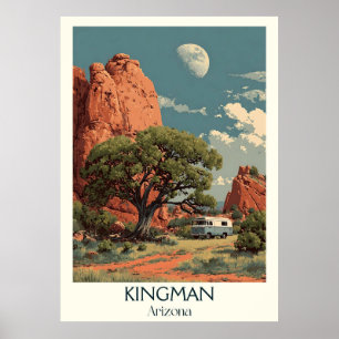Kingman Arizona Retro Travel Poster   Vintager Rau