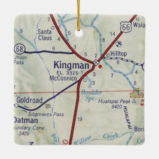 Kingman AZ Vintag Map Keramikornament (Rückseite)