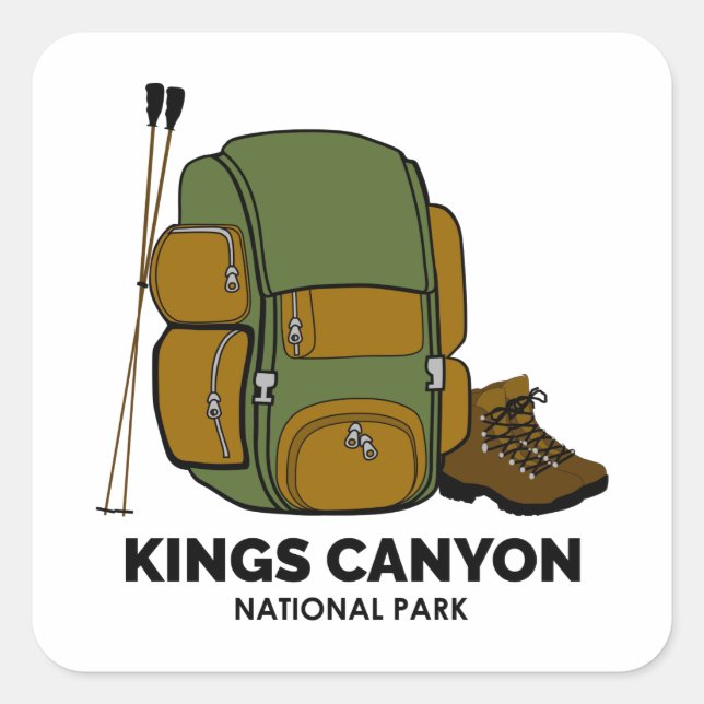 Kings Canyon National Park Backpack Quadratischer Aufkleber (Vorderseite)
