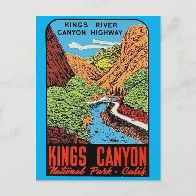 Kings Canyon National Park Ca. Vintage Reisen P Postkarte (Vorderseite)