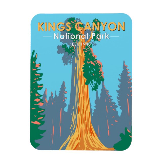 Kings Canyon National Park General Grant Tree Magnet (Vertikal)
