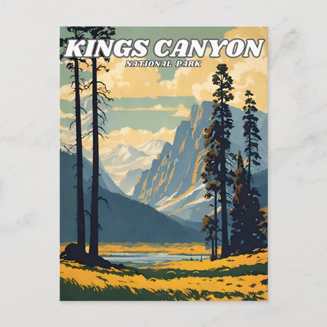 Kings Canyon National Park Illustration Retro Clas Postkarte (Vorderseite)