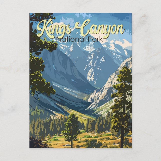 Kings Canyon Nationalpark Illustration Kunst, Dich Postkarte (Vorderseite)