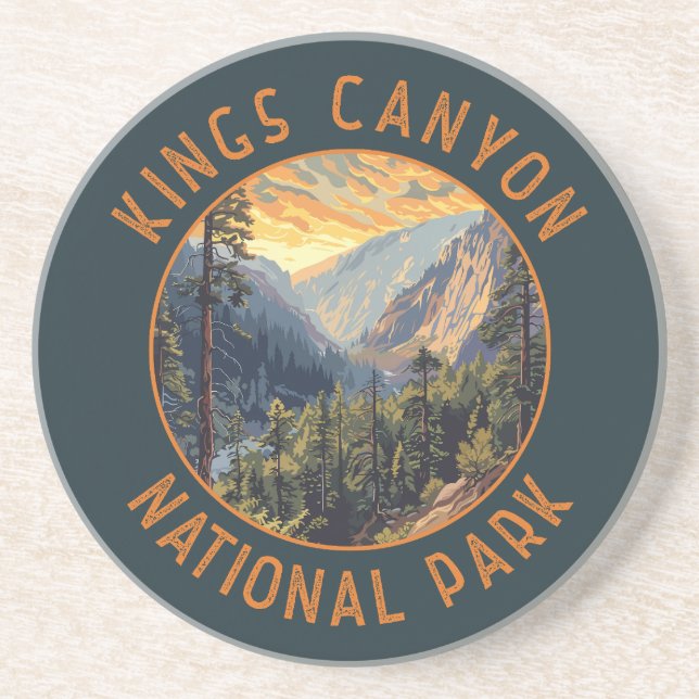 Kings Canyon Nationalpark Retro Distressed Circle Getränkeuntersetzer (Vorne)