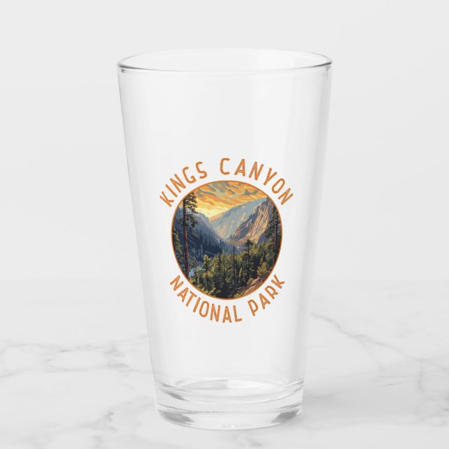 Kings Canyon Nationalpark Retro Distressed Circle Glas (Vorderseite)