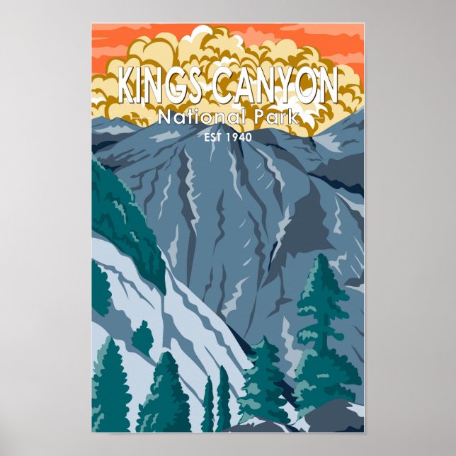Kings Canyon Nationalpark Sunset Vintag Poster (Vorne)