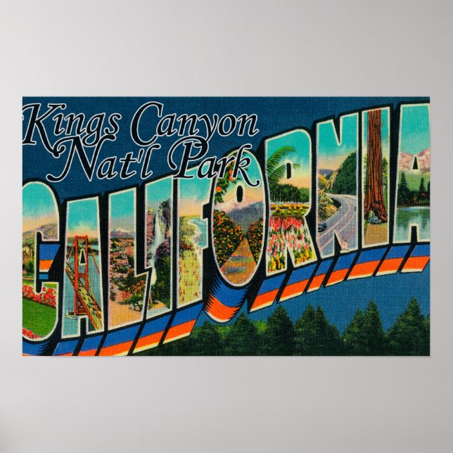 Kings Canyon Nat'l Park, CA - Large Letter Scene Poster (Vorne)