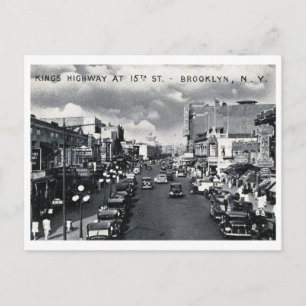 King's Highway & 15th St., Brooklyn Vintag Postkarte