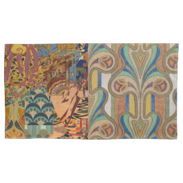 Kingsize-Kopfkissenpaare mit Art Deko Design Kissenbezug