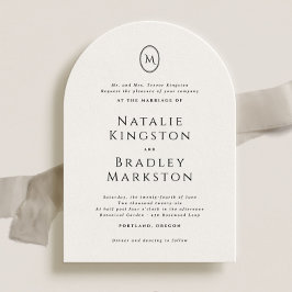 Kingston Elegant Monogram Typografy Wedding Einladung
