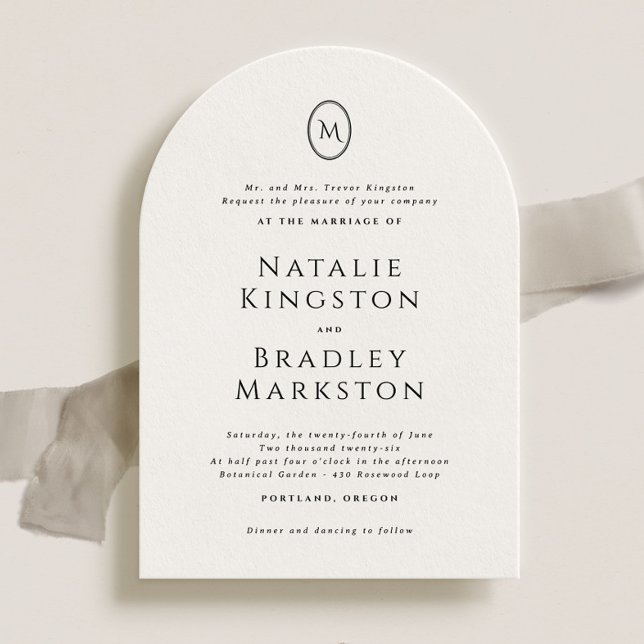Kingston Elegant Monogram Typografy Wedding Einladung (Von Creator hochgeladen)