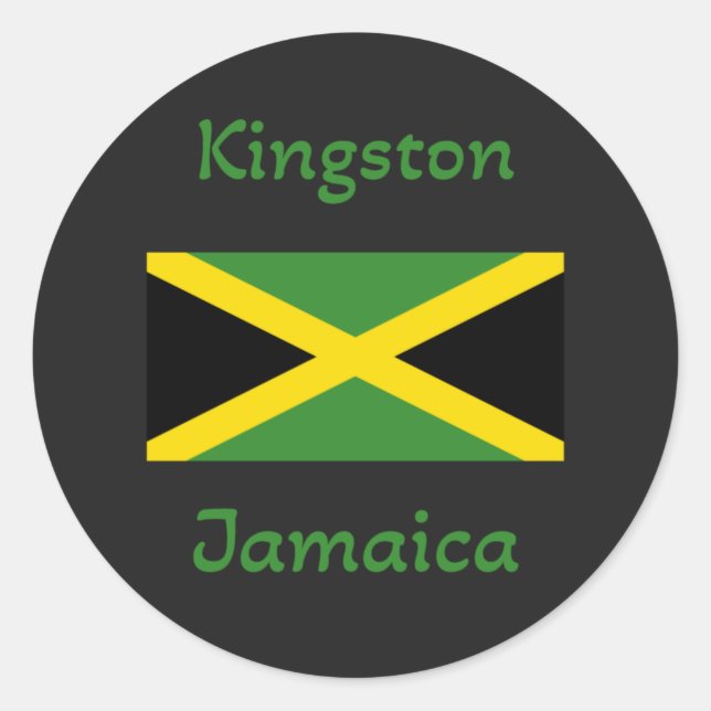 Kingston Jamaica - jamaikanische Flagge Runder Aufkleber (Vorderseite)
