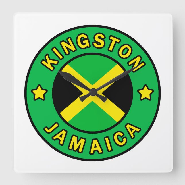 Kingston Jamaica Quadratische Wanduhr (Vorderseite)