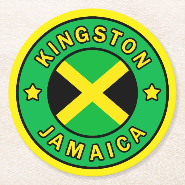 Kingston Jamaica Runder Pappuntersetzer (Vorderseite)