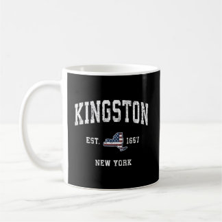 Kingston New York Ny Vintag American Flag Sports Kaffeetasse