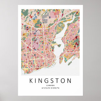 Kingston Ontario Karte Poster | Moderne Stadt Wand