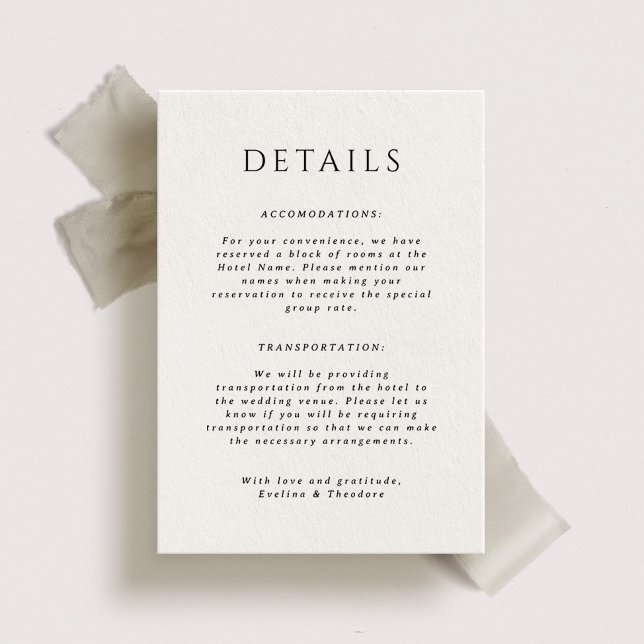 Kingston Portait Wedding Details Card Einladung (Von Creator hochgeladen)