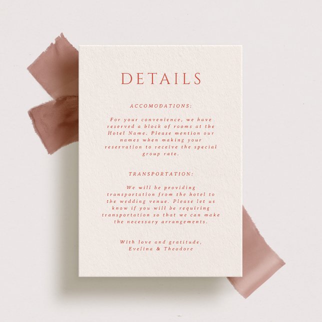 Kingston Portait Wedding Details Card Einladung (Von Creator hochgeladen)