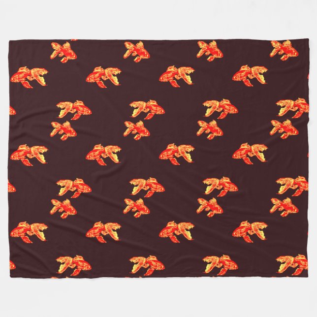 Kingyo Goldfish Red and Yellow Fleecedecke (Vorderseite (Horizontal))