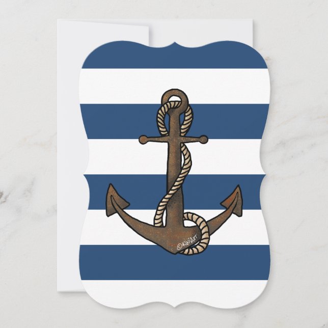 KiniArt Anchor Nautical Invitation Einladung (Vorderseite)