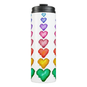 KiniArt Aquarell-Herzen Thermosbecher