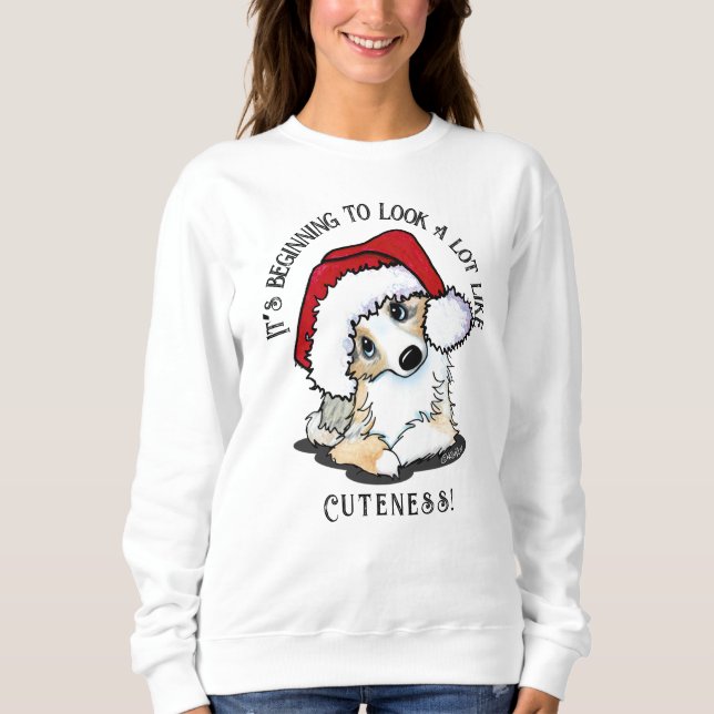 KiniArt Aussie Shepherd Welppy Christmas Sweatshir Sweatshirt (Vorderseite)
