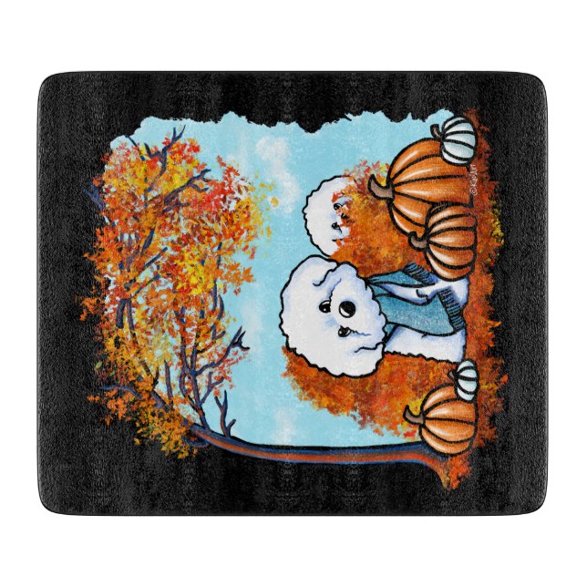 KiniArt Autumn Bichon Frise Schneidebrett (Vorderseite)