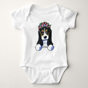 KiniArt Basset Flower Girl Baby Strampler