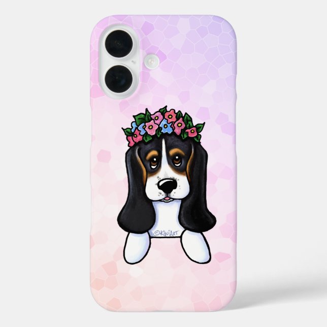 KiniArt Basset Flower Girl Case-Mate iPhone Hülle (Rückseite)