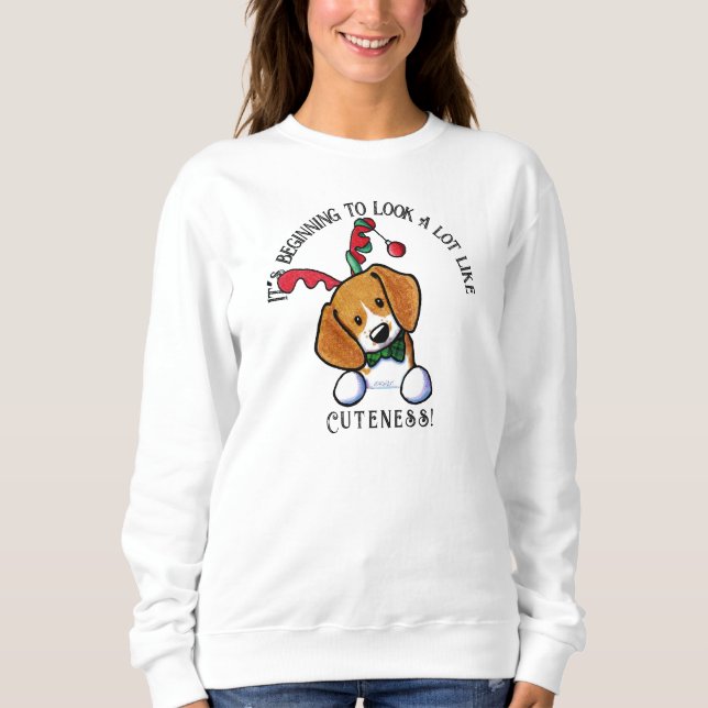 KiniArt Beagle Reindeer Christmas Sweatshirt (Vorderseite)