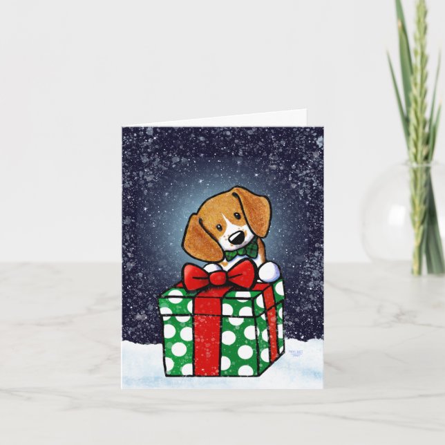KiniArt Beagle Weihnachtskarte Karte (Vorderseite)