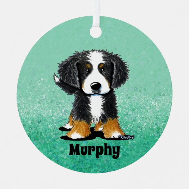 KiniArt Bernese Mountain Dog Ornament Aus Metall (Vorderseite)