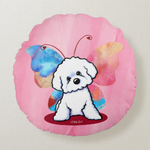 KiniArt Bichon Butterfly Rundes Kissen