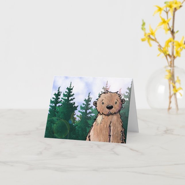 KiniArt Bigfoot Sasquatch Note Card Karte (Gelbe Blume)