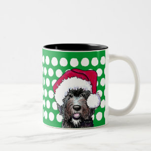 KiniArt Black Doodle Santa Two-Tone-Tasse Zweifarbige Tasse