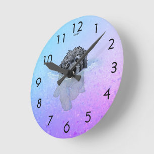 KiniArt Black Goldendoodle Große Uhr