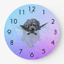KiniArt Black Goldendoodle Large Clock