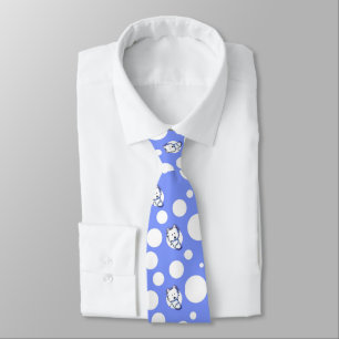 KiniArt Blue Westie Dots Neck Tie Krawatte